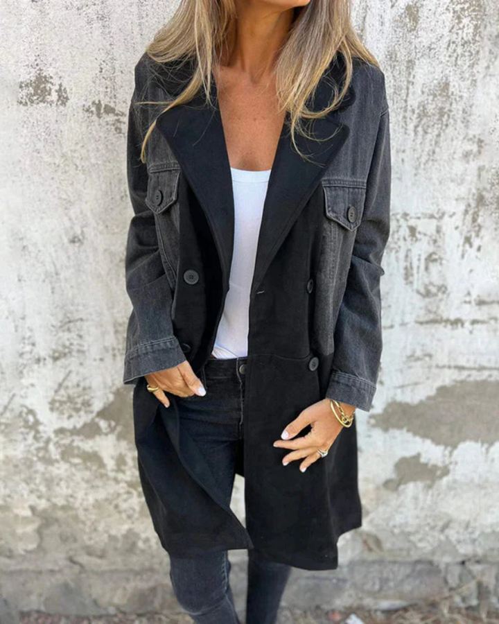 Ruby - Patchwork Mid-length Denim Jacket