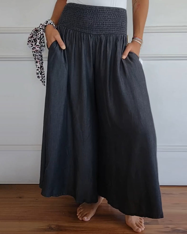 Isla - High Elastic Waist Wide Leg Trouser