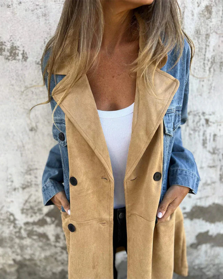 Ruby - Patchwork Mid-length Denim Jacket