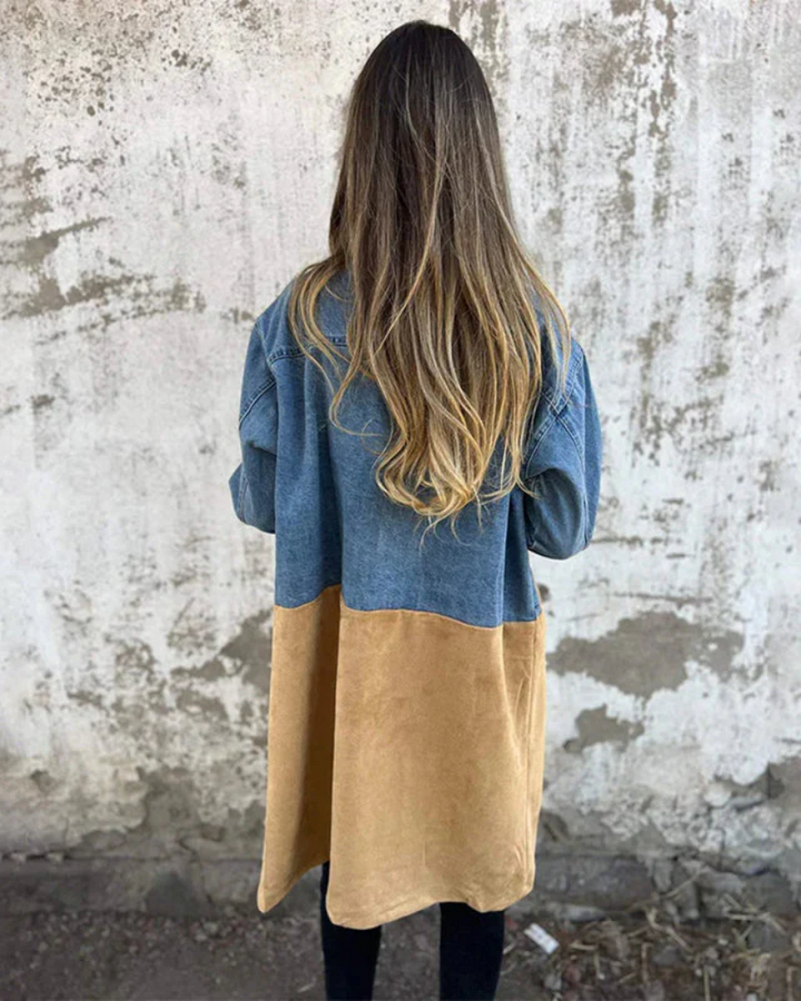 Ruby - Patchwork Mid-length Denim Jacket