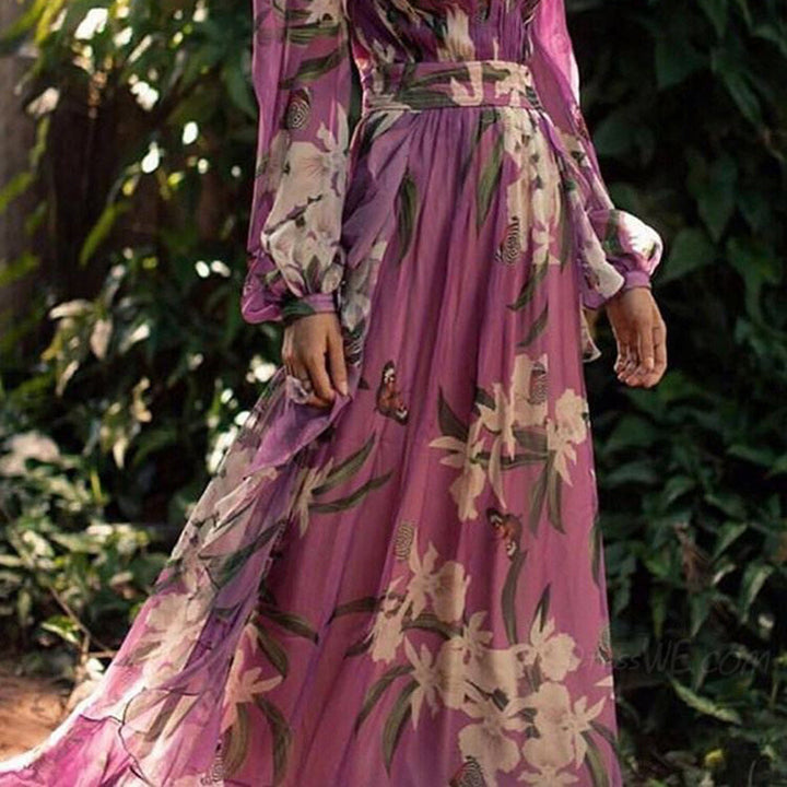 Stella - Vibrant Floral V-neck Maxi Dress