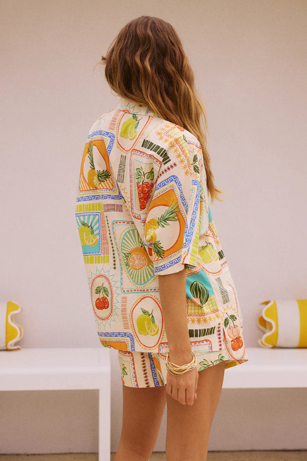 Brianna - Geometric Print Summer Shirt and Short Set