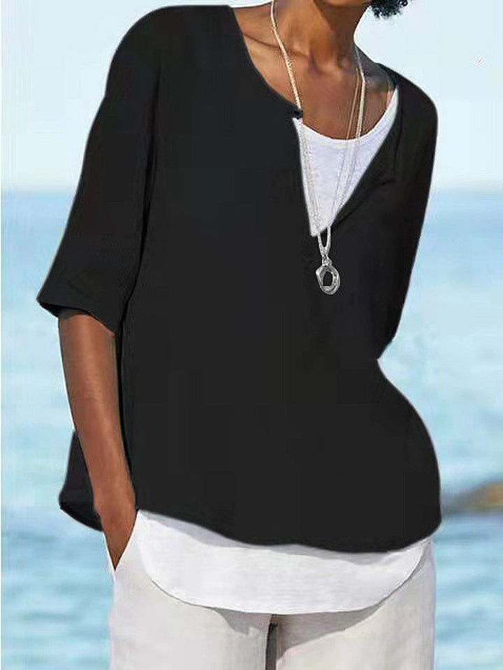 Yara - Trendy Oversized Cotton Linen Top