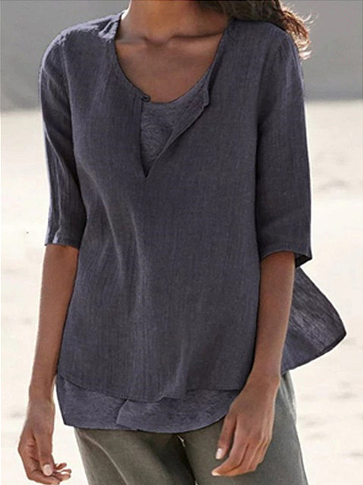 Yara - Trendy Oversized Cotton Linen Top