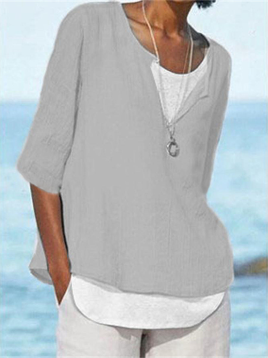 Yara - Trendy Oversized Cotton Linen Top