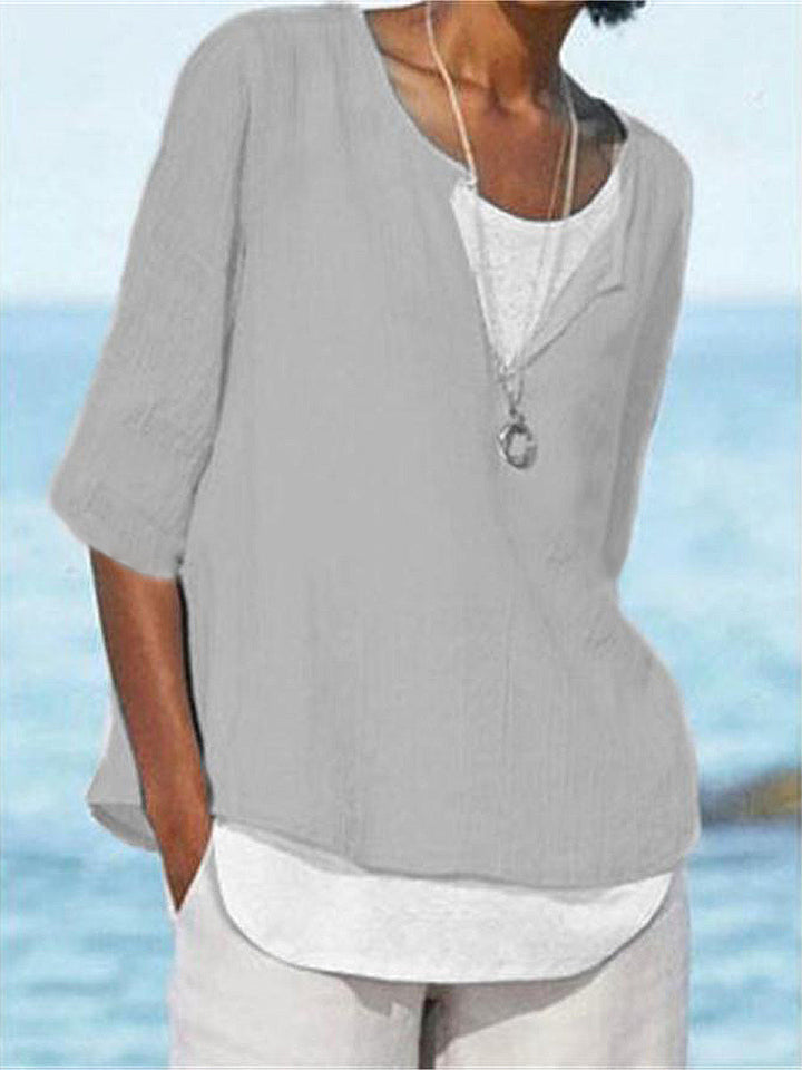 Yara - Trendy Oversized Cotton Linen Top