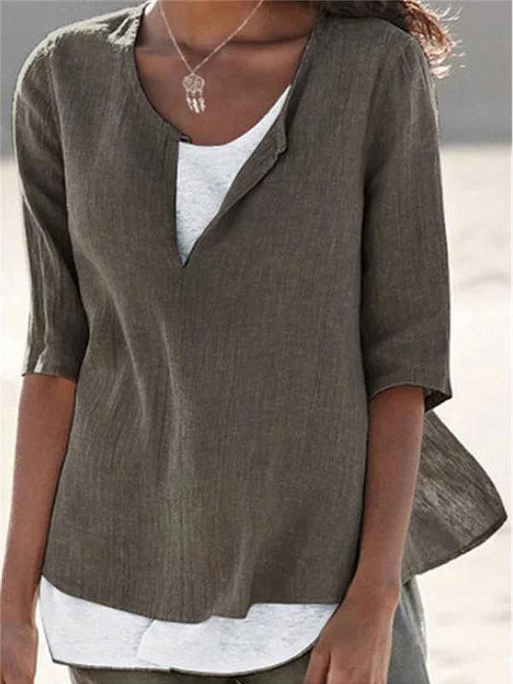 Yara - Trendy Oversized Cotton Linen Top