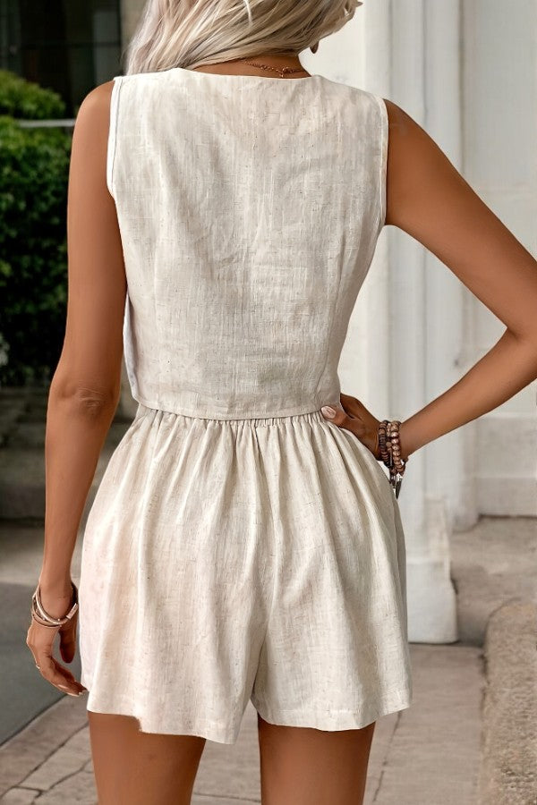 Harlow - Trendy Sleeve-less Vest and Shorts Set