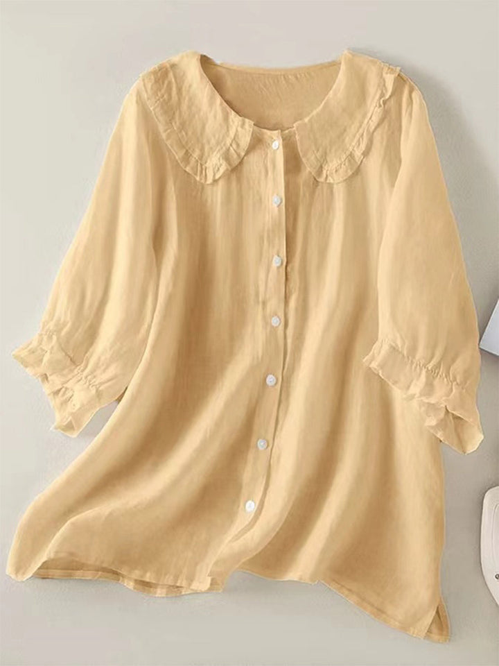 Fiona - Retro Peter Pan Collar Cotton Shirt
