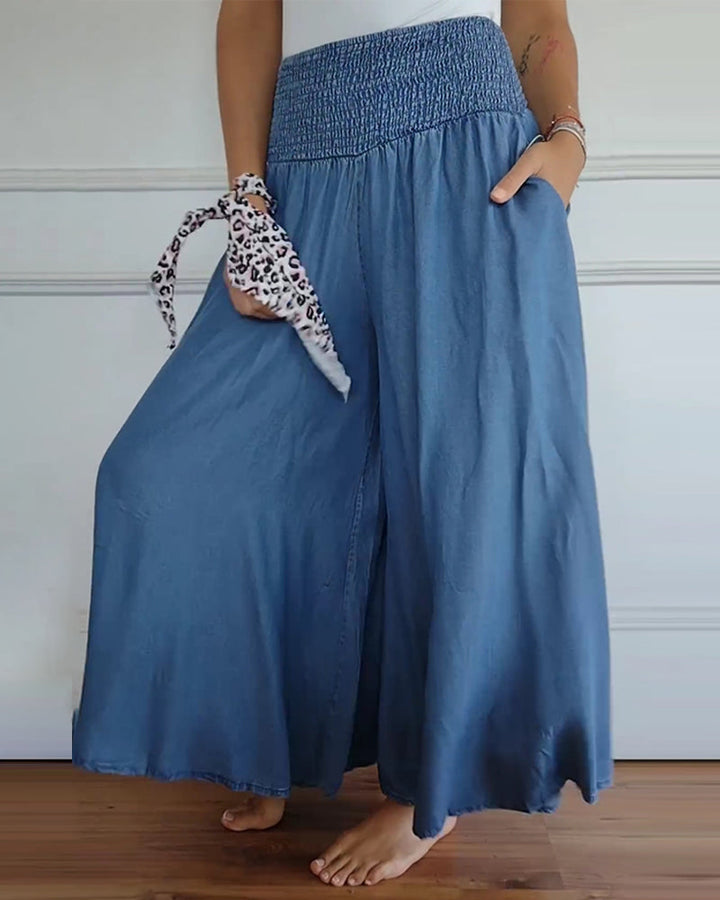 Isla - High Elastic Waist Wide Leg Trouser