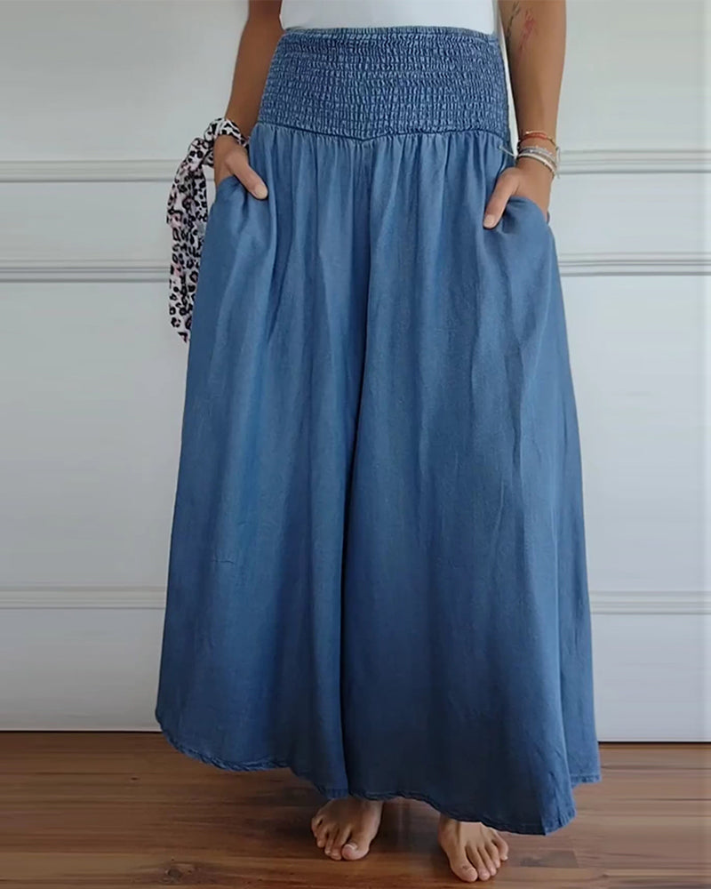 Isla - High Elastic Waist Wide Leg Trouser