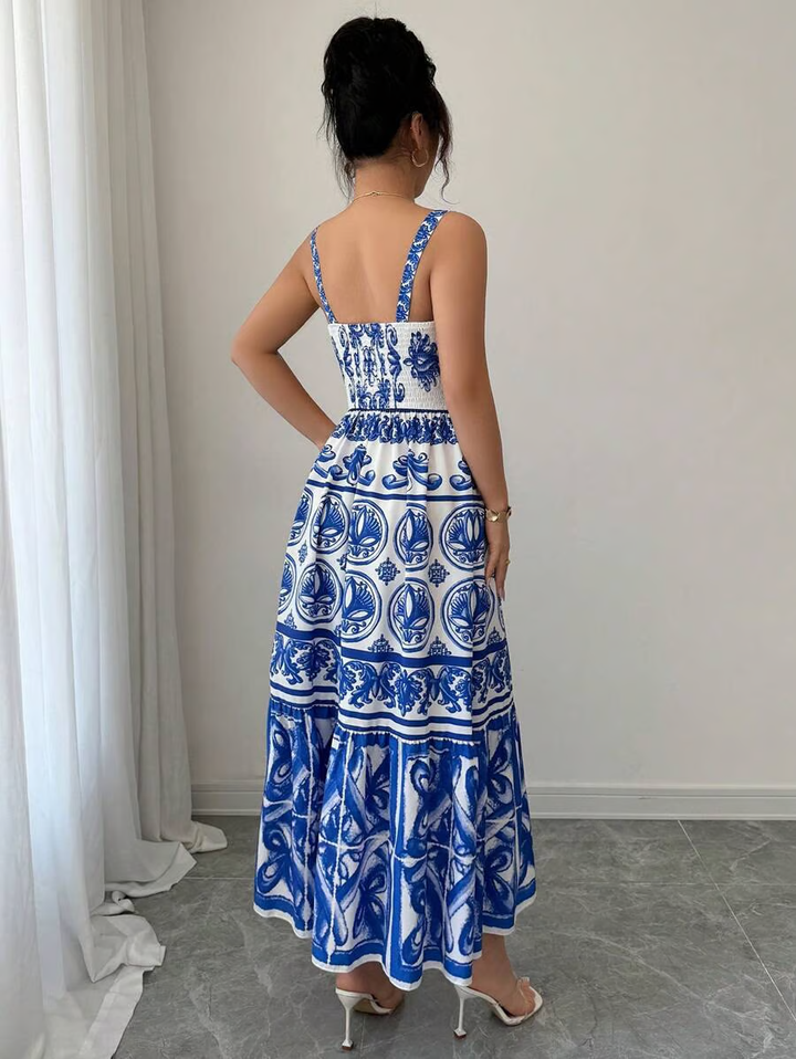 Farrah - Sleeveless A-Line Printed Sling Dress